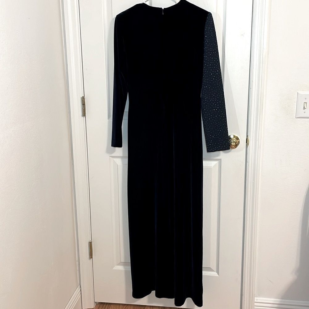 Vintage Jessica Howard Evening Gown, Black, long sleeve, bejeweled, 6 - Picture 5 of 5